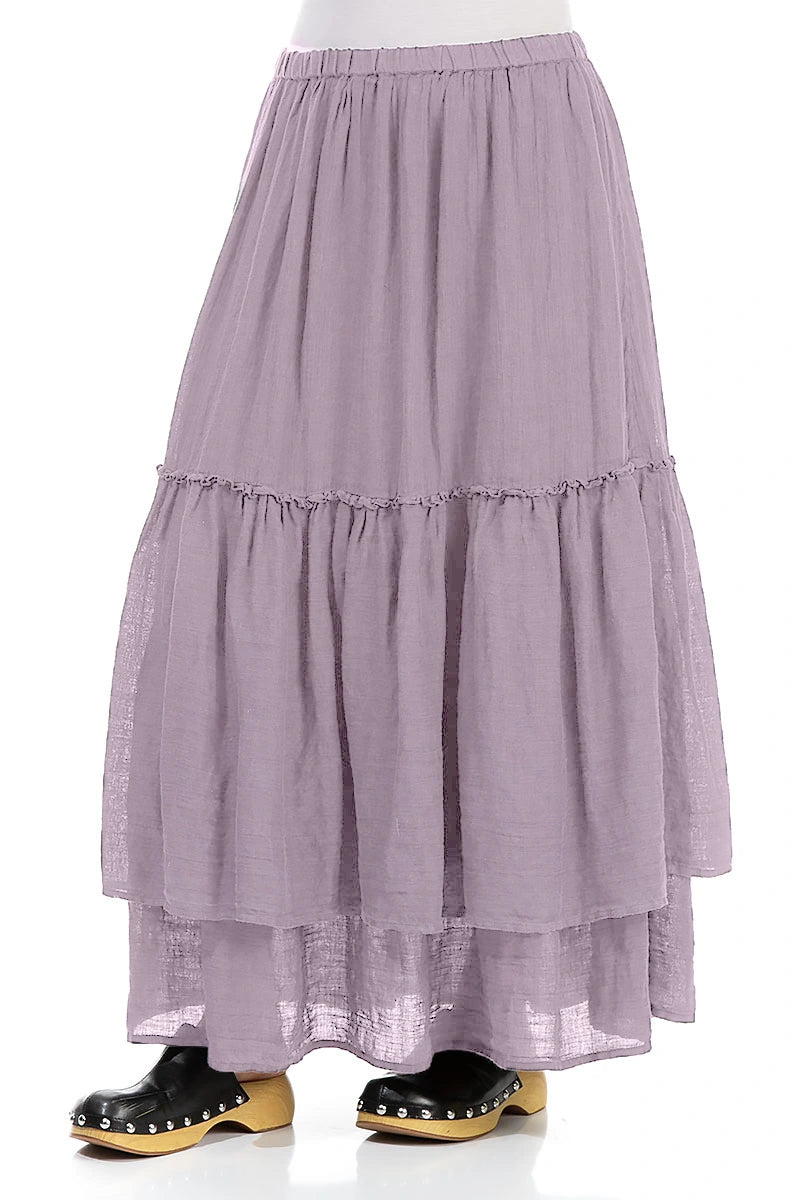 Ruffled Lilac Maxi Gauze Linen Skirt 3