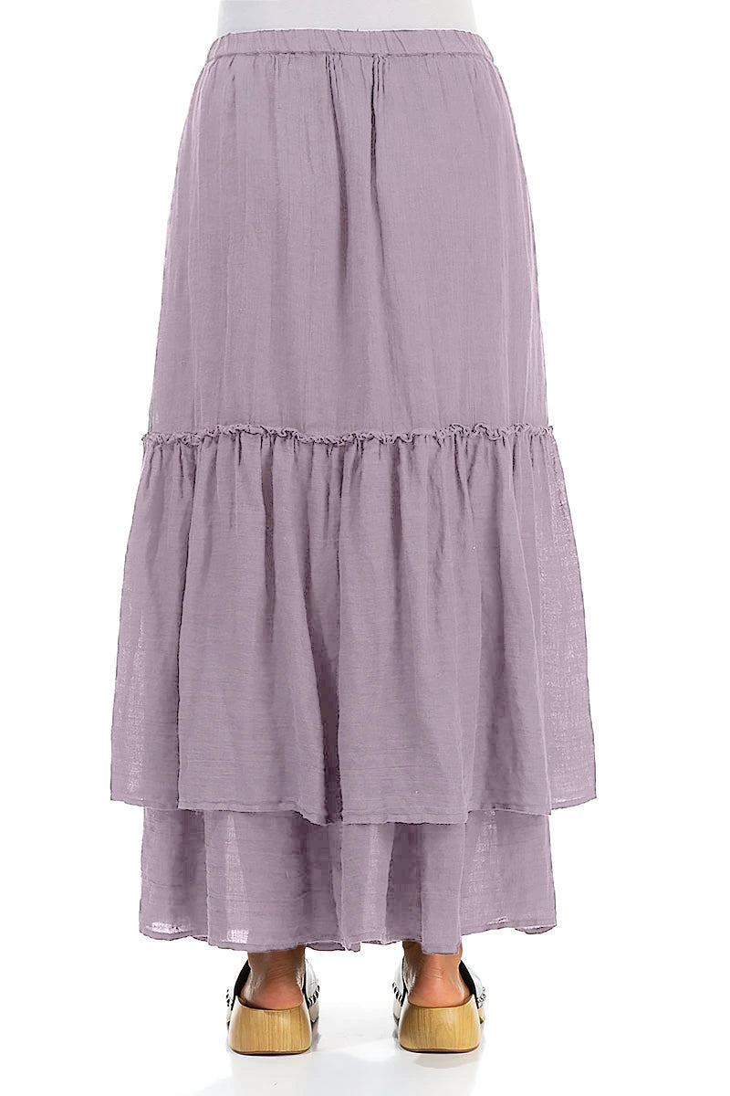 Ruffled Lilac Maxi Gauze Linen Skirt 2