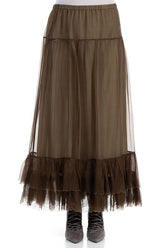 Ruffled Silver Sage Silk Chiffon Skirt 1