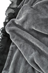 Ruffled Silver Silk Velvet Scarf 4