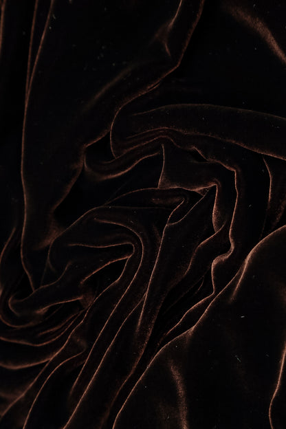 Ruffled Truffle Brown Silk Velvet Scarf