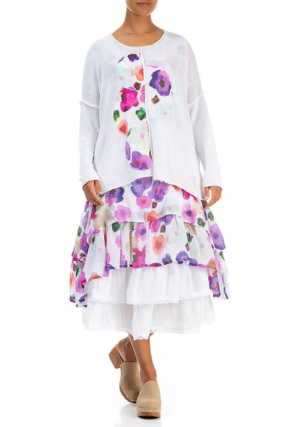 Ruffled White Gauze Linen Skirt 4