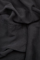 Side Pockets Wide Black Silk Linen Trousers 4