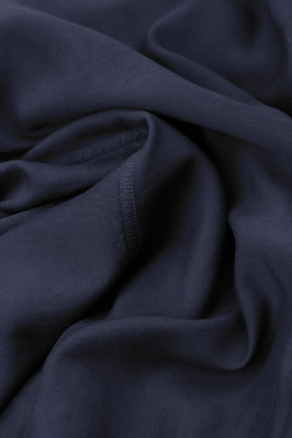 Pleated Front Slate Blue Silk Cotton Dress 5