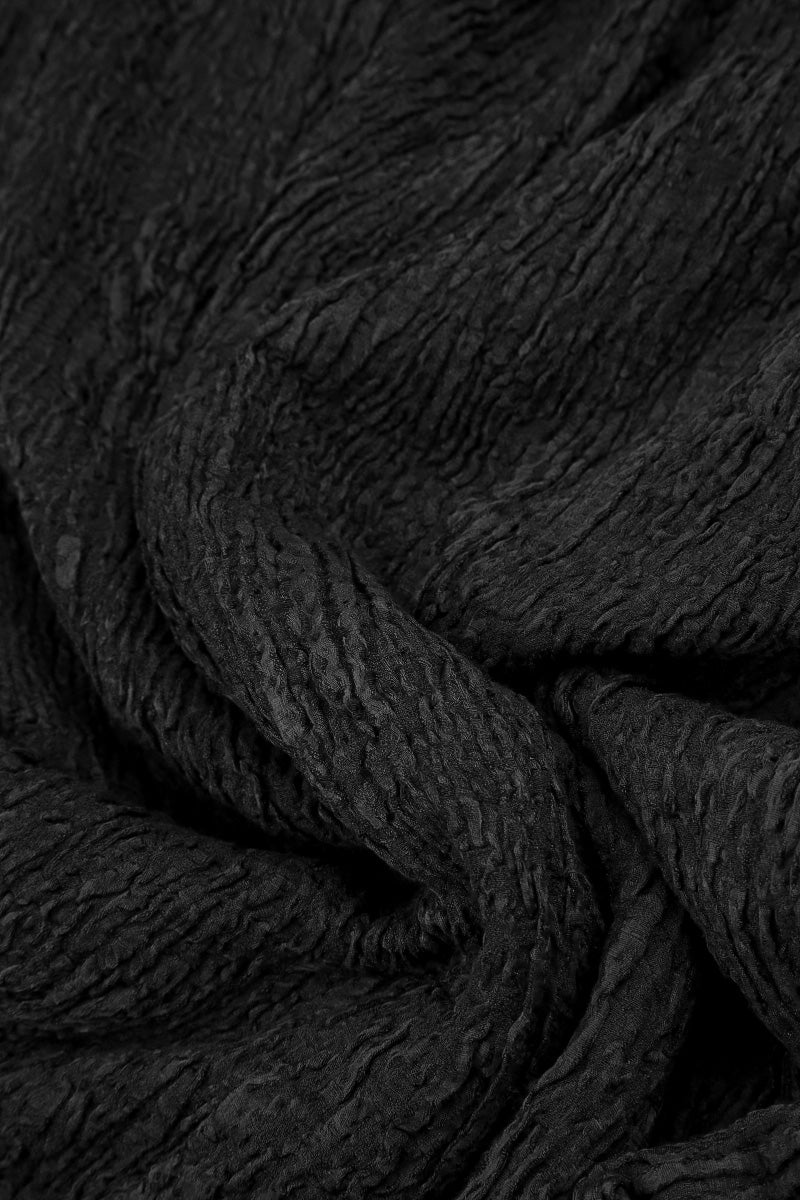 Pantalon large en lin et soie texturé noir