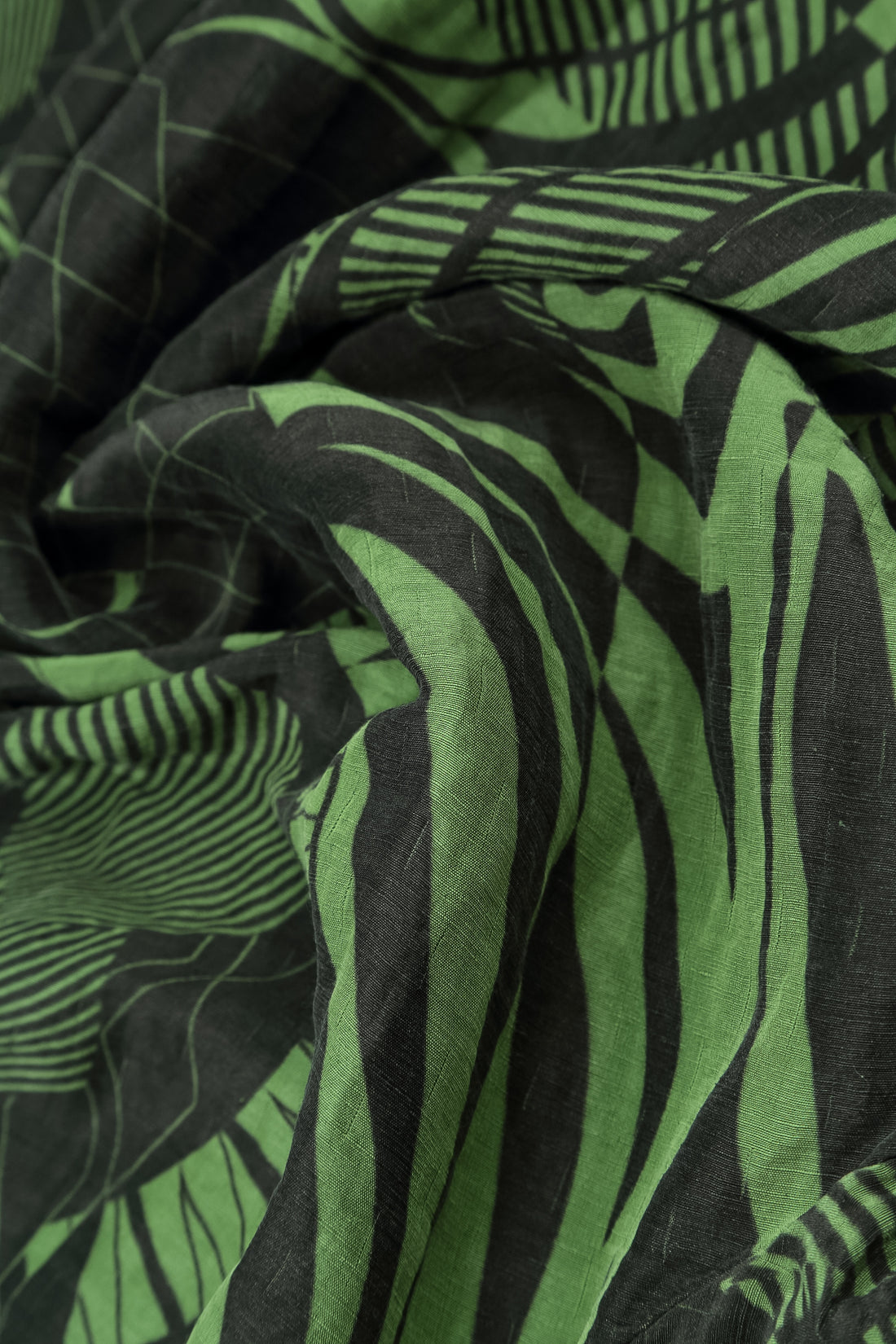 Flared Textured Shamrock Green Orbit Silk Linen Tunic 6