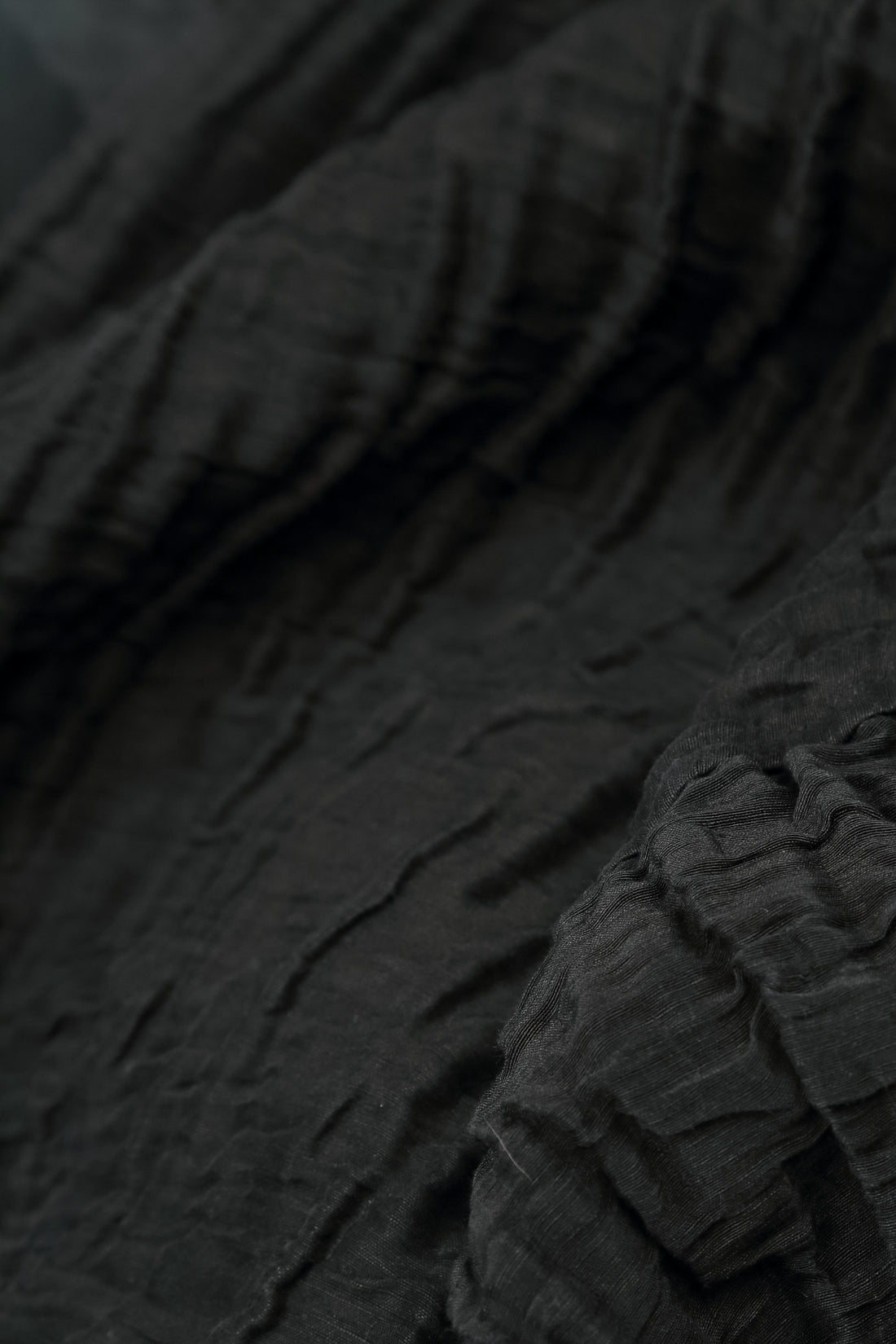 Relaxed Crinkled Black Silk Linen Blouse 5