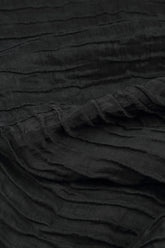 Ruched Hem Black Crinkled Silk Linen Trousers 4