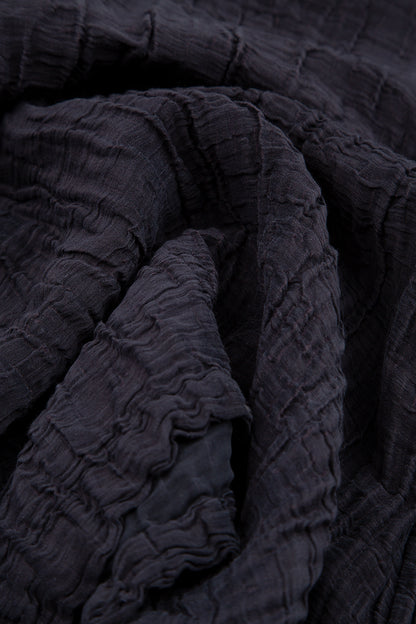 Detachable Collar Crinkled Dark Purple Silk Linen Tunic 7