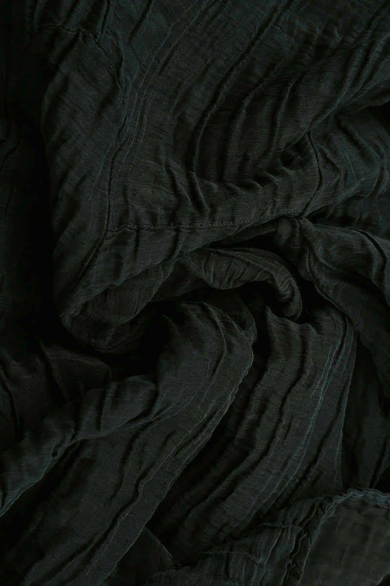 Ruched Crinkled Dark Khaki Silk Skirt 5