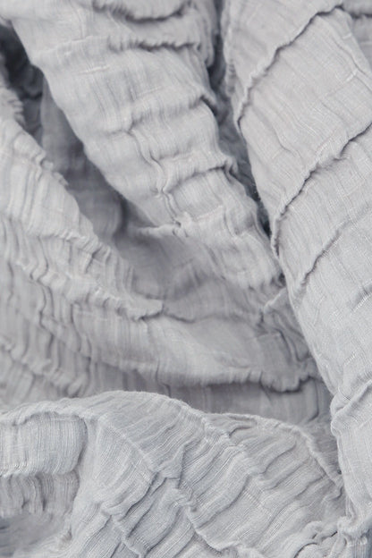 Flared Crinkled Silver Grey Silk Shirt