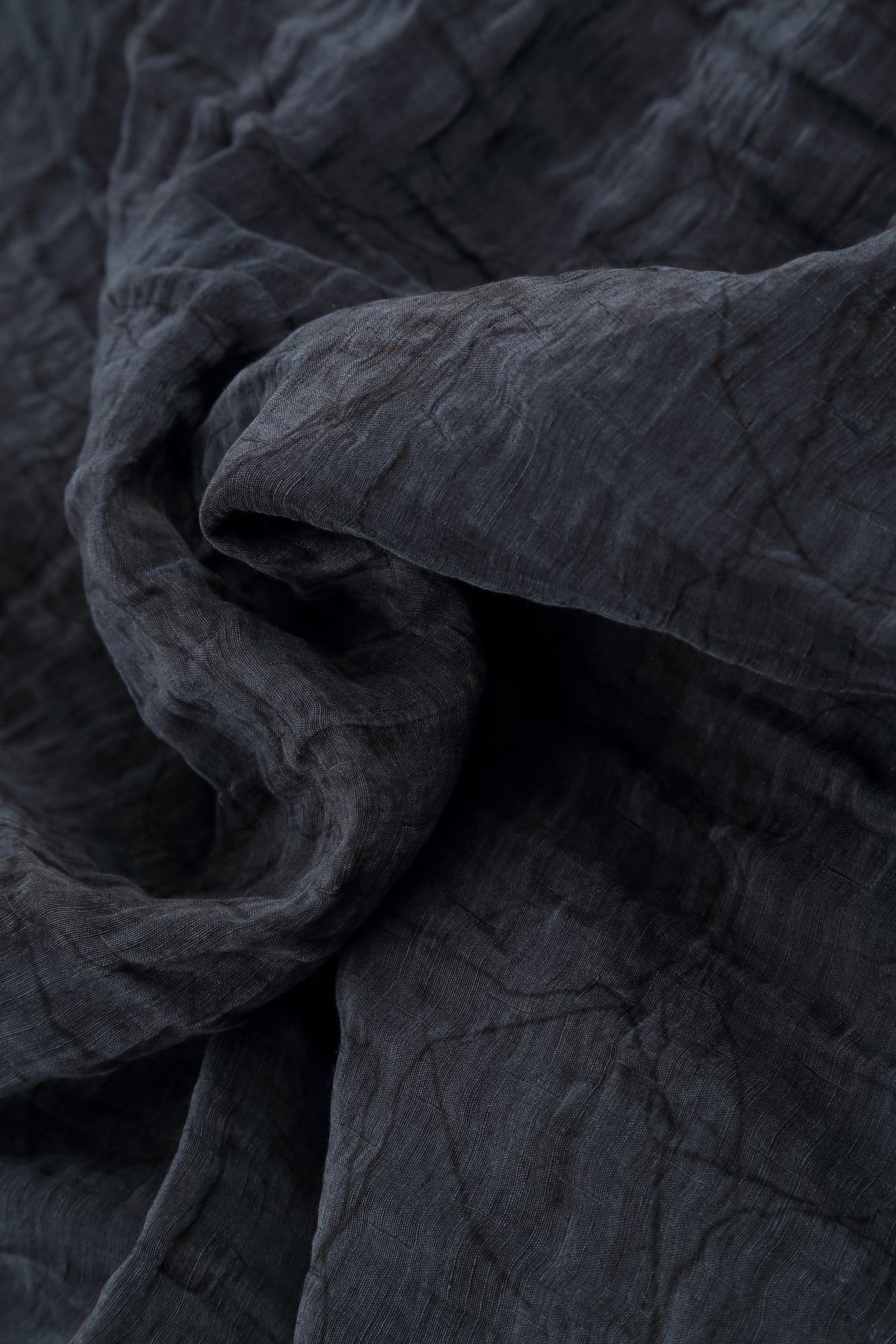 Cowl Neck Crinkled Slate Blue Marble Silk Blouse