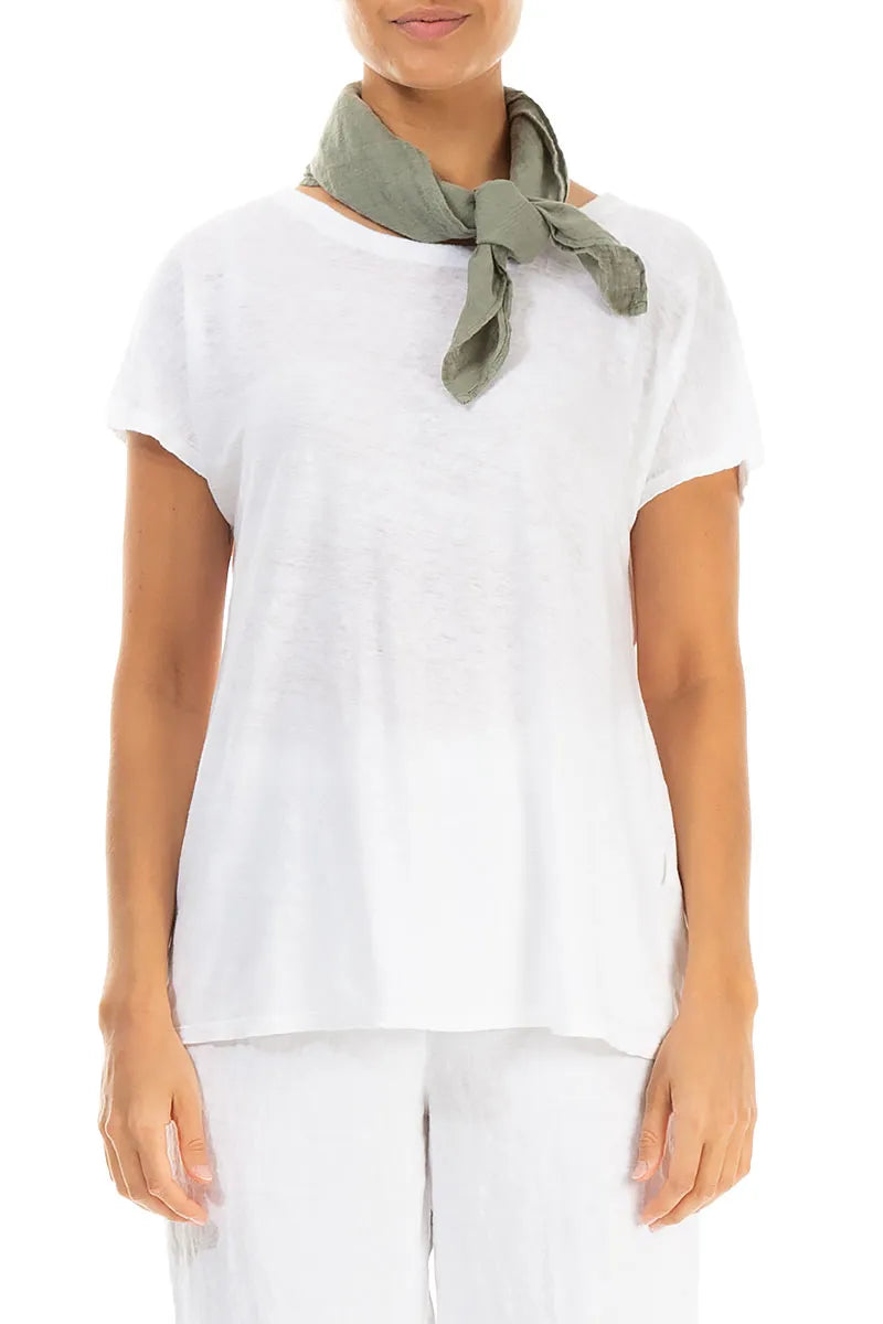 Sage Gauze Linen Square Scarf 1