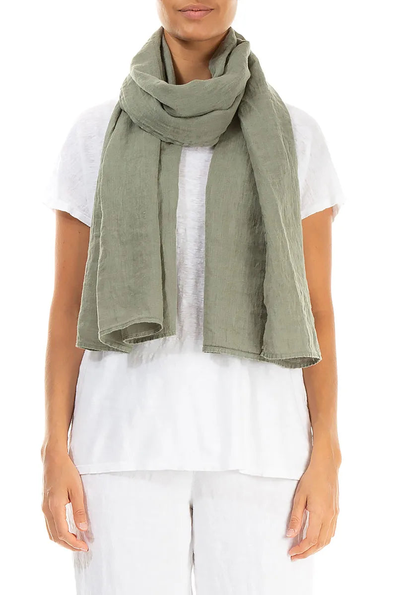 Sage Gauze Linen Scarf