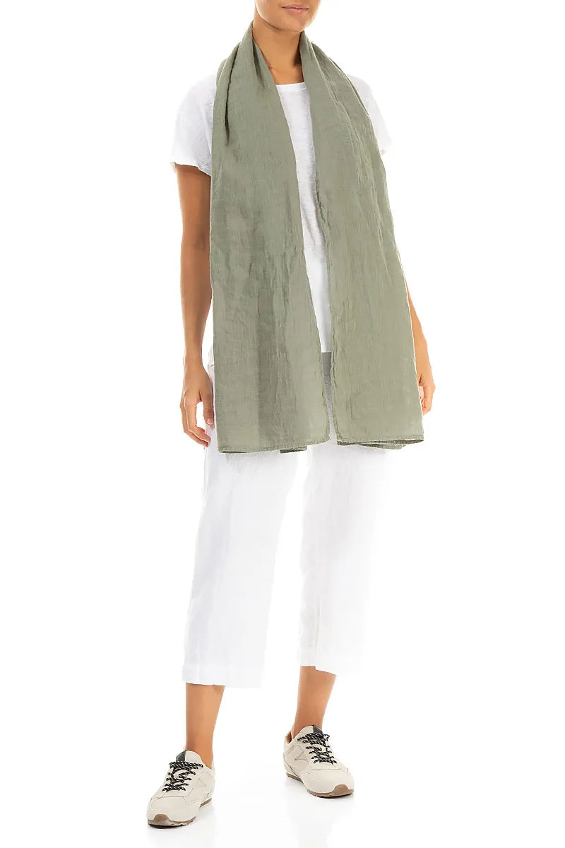 Sage Gauze Linen Scarf