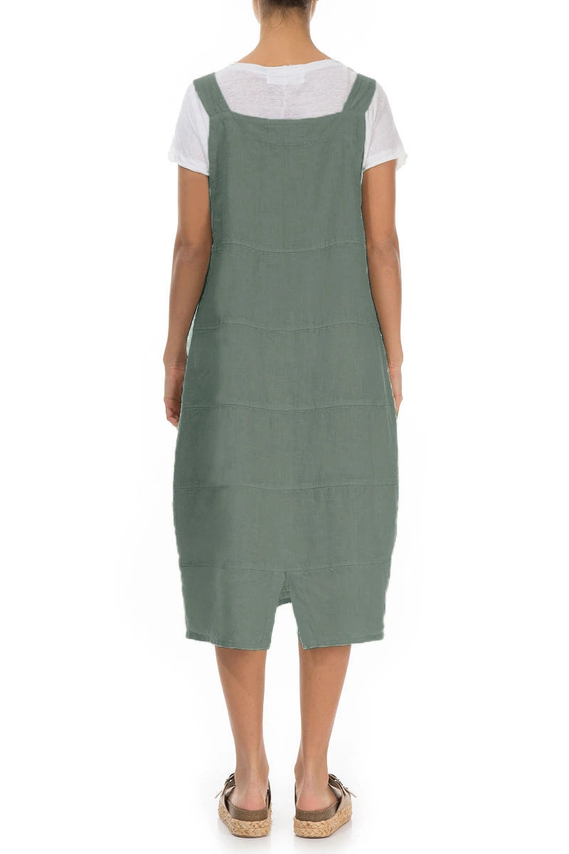 Sage Linen Dungaree Dress
