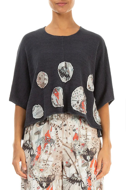 Savannah Patch Décor Graphite Linen Jumper 1