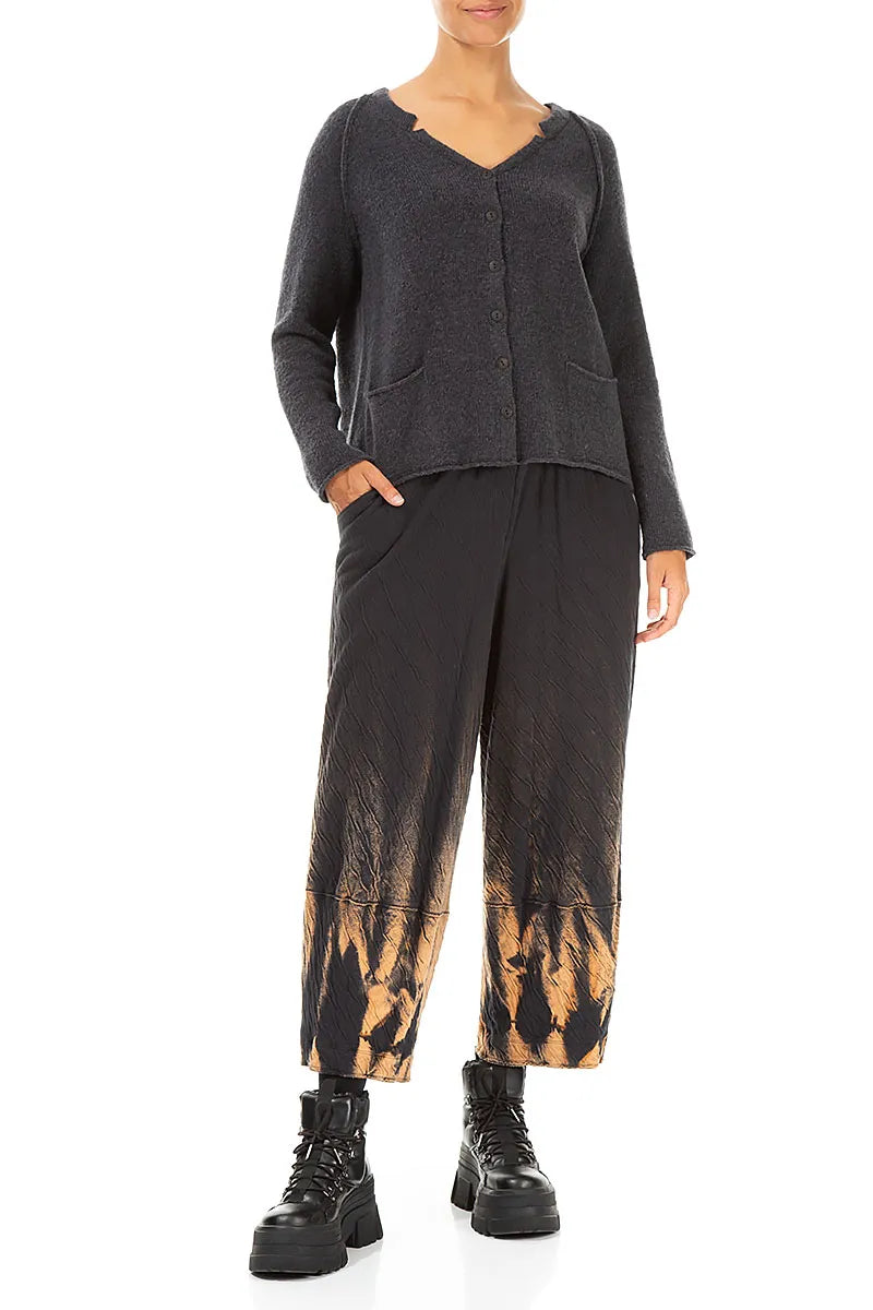 Nahtdetails Dunkelgraue Wollstrickjacke