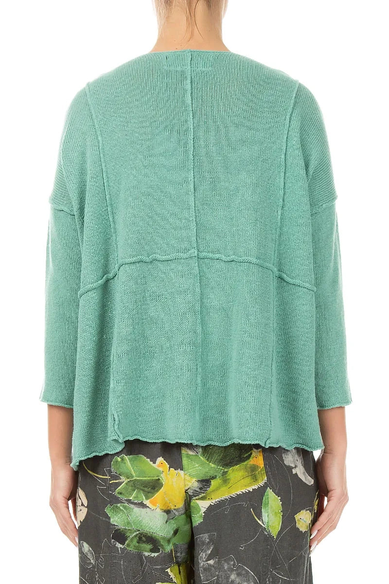 Seam Detail Mint Linen Cardigan