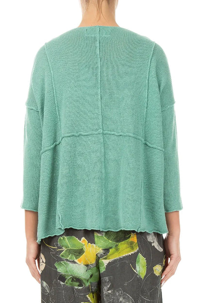 Seam Detail Mint Linen Cardigan