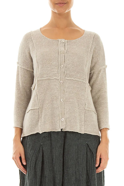 Gilet en lin naturel avec détails de coutures