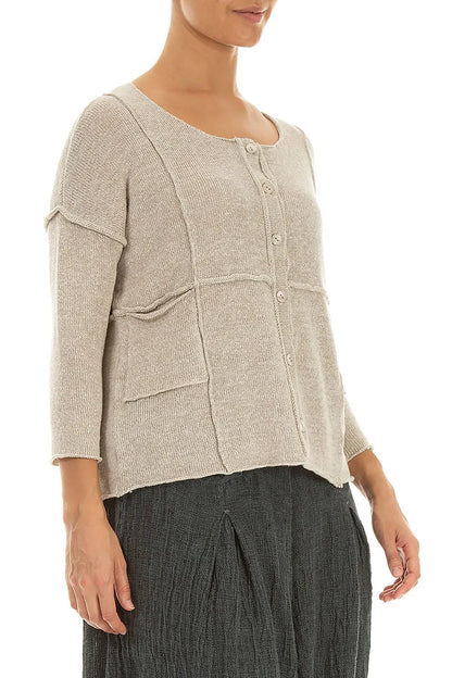 Gilet en lin naturel avec détails de coutures