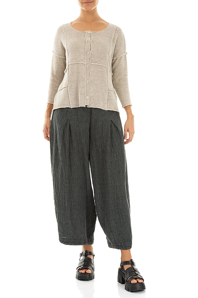 Gilet en lin naturel avec détails de coutures