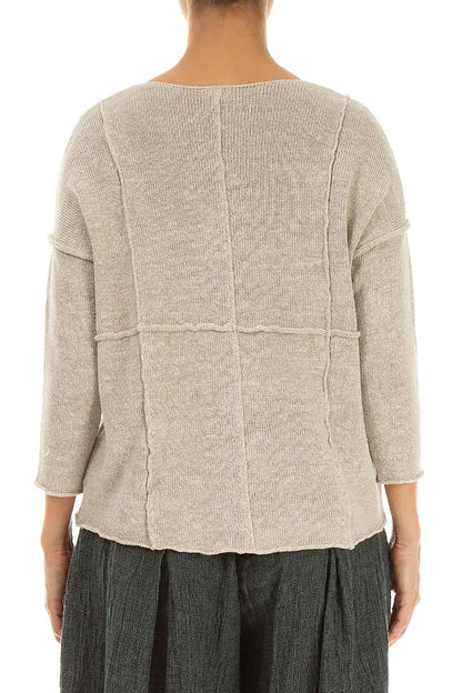 Gilet en lin naturel avec détails de coutures
