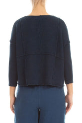 Seam Detail Navy Linen Cardigan 2