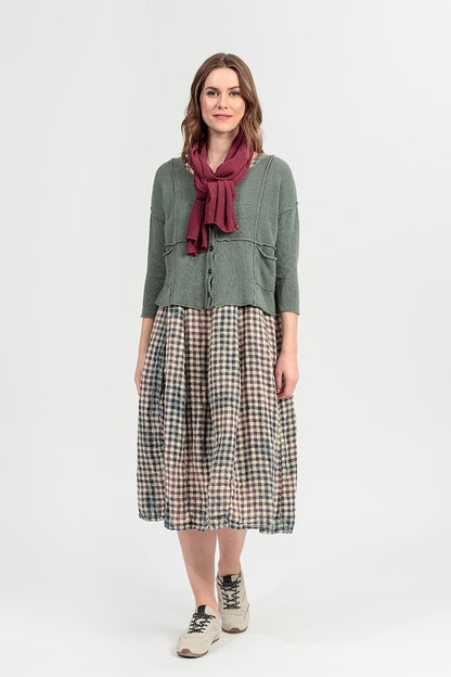 Cardigan en lin sauge avec détails de coutures