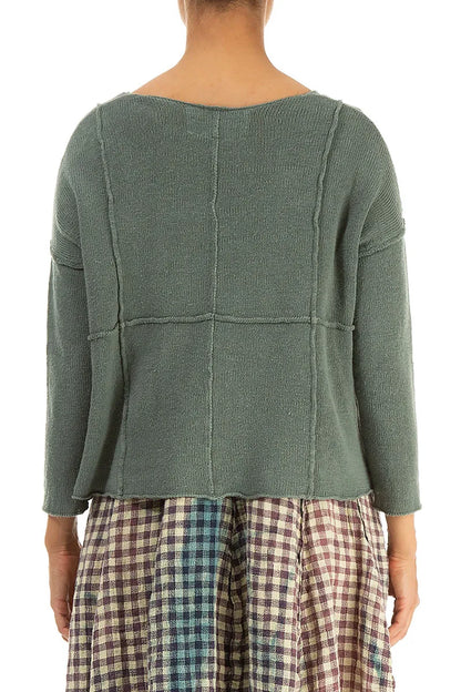 Cardigan en lin sauge avec détails de coutures