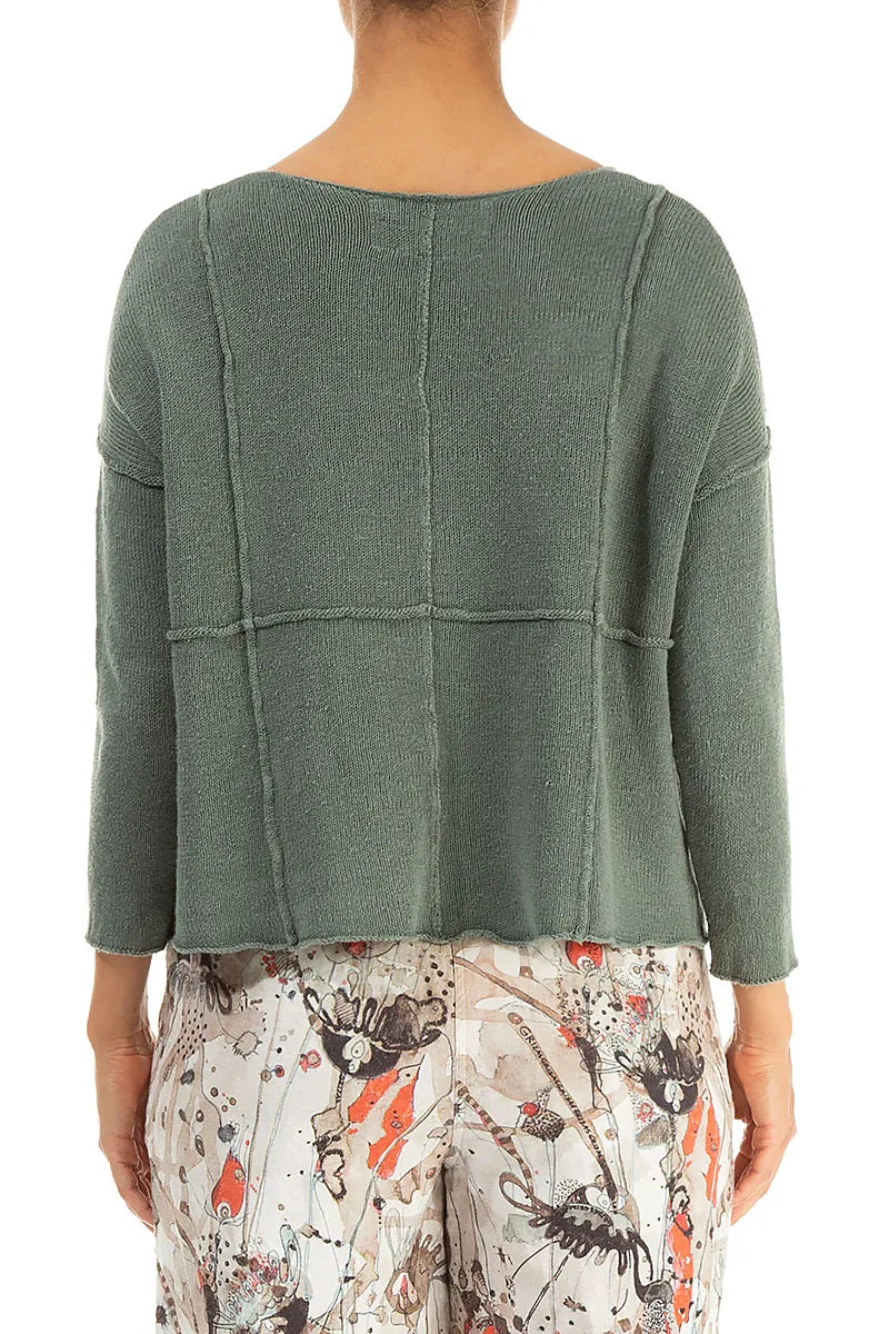 Seam Detail Sage Linen Cardigan 3