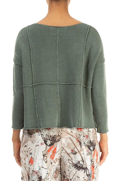 Seam Detail Sage Linen Cardigan 3