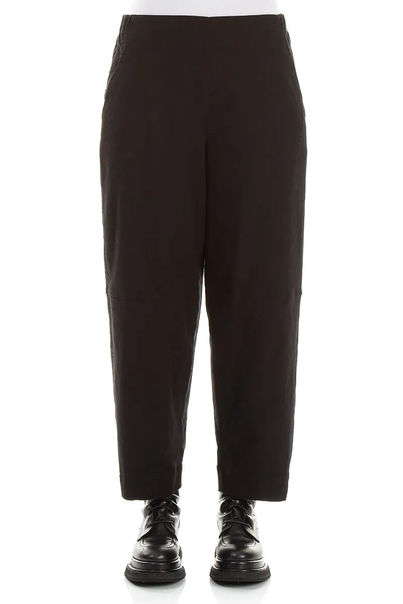 Seamed Black Denim Cotton Trousers 1