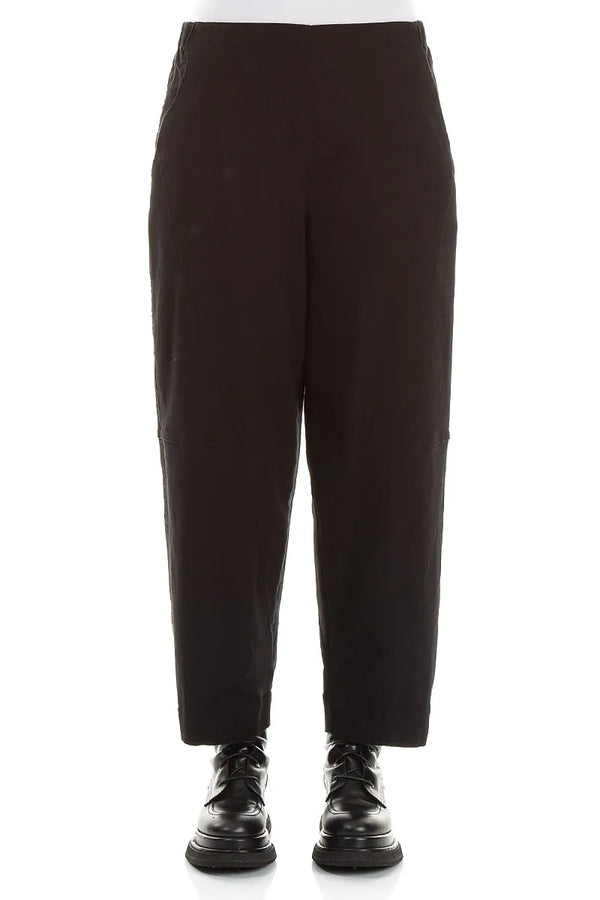 Genähte schwarze Denim-Baumwollhosen