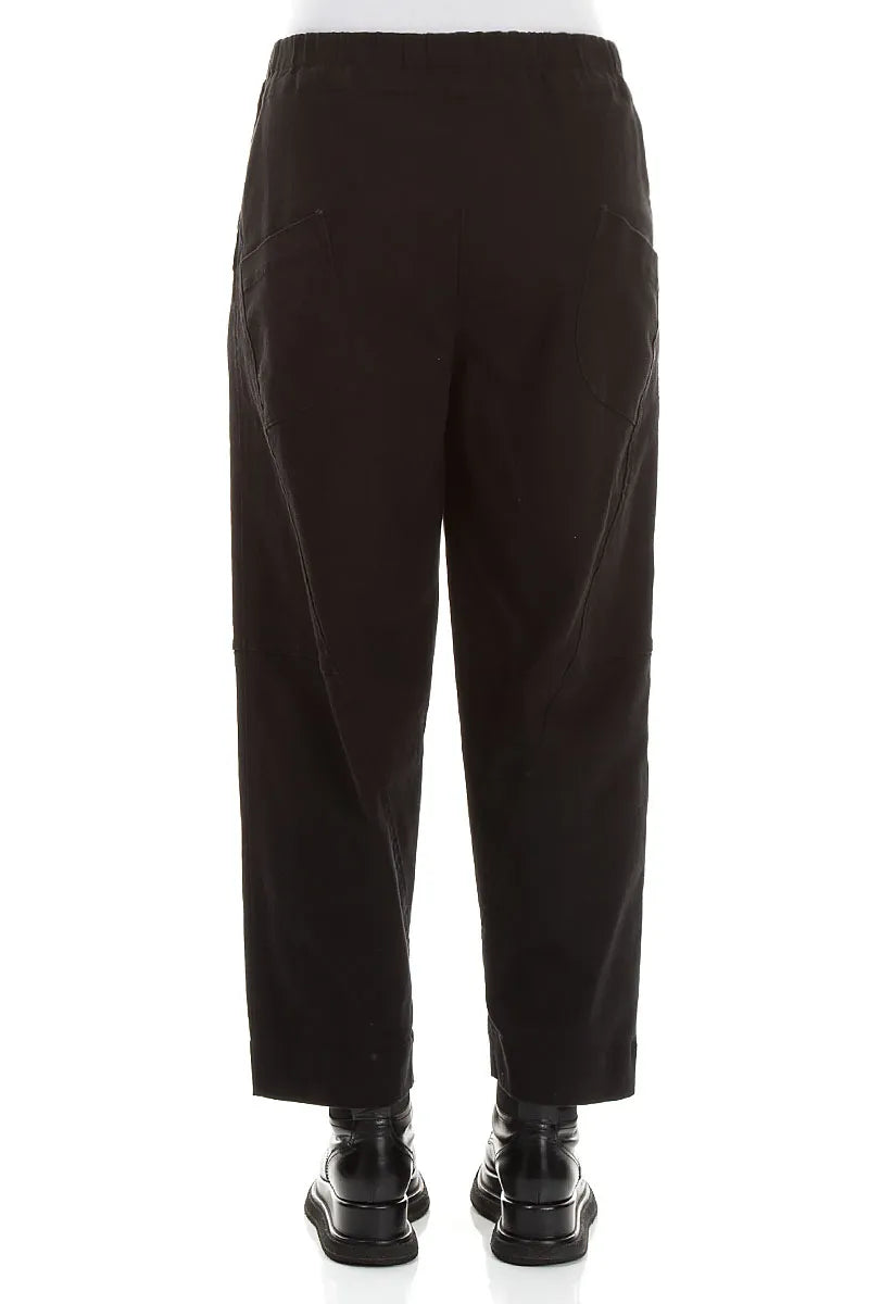 Seamed Black Denim Cotton Trousers 2