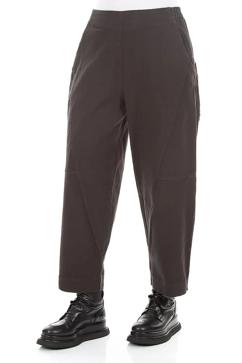 Seamed Warm Charcoal Denim Cotton Trousers 3