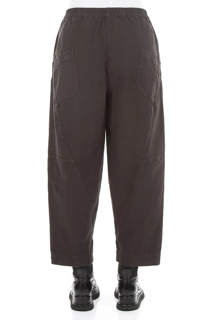 Seamed Warm Charcoal Stretch Cotton Trousers 2