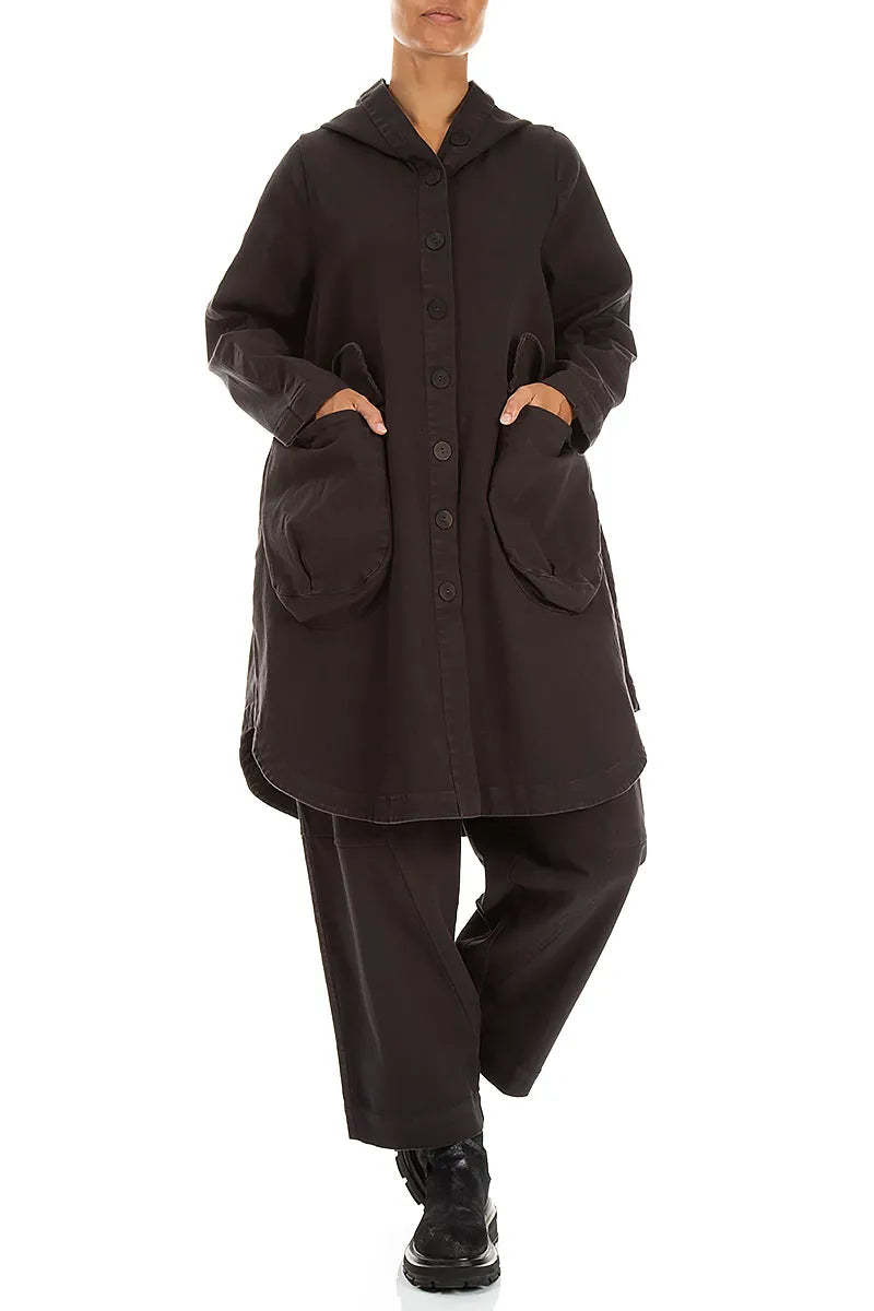 Seamed Warm Charcoal Denim Cotton Trousers 4
