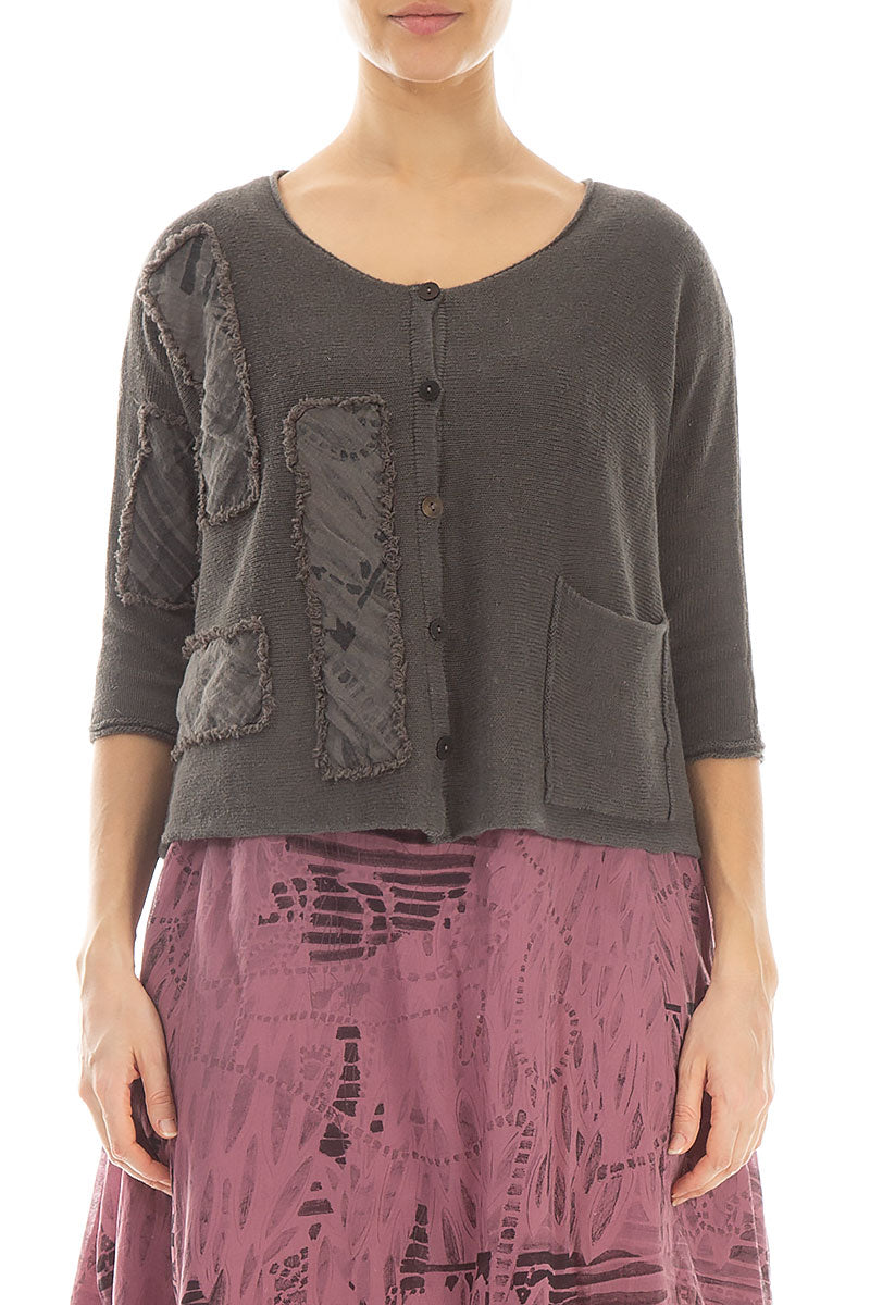 Serenity Patch Décor Truffle Linen Cardigan 1