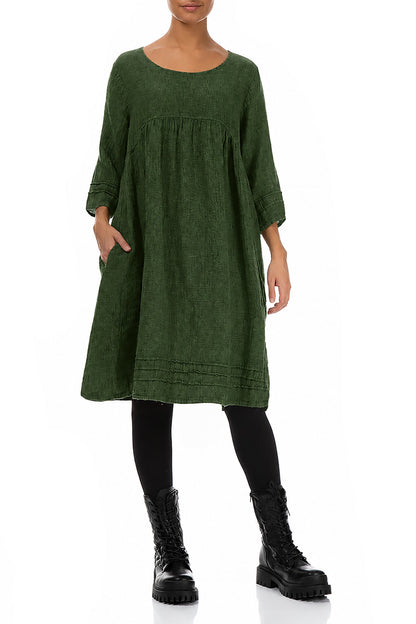Shamrock Green Mélange Linen Smock Dress 4