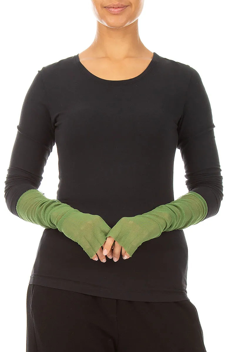 Manchettes en Coton doux effet résille Vert trèfle