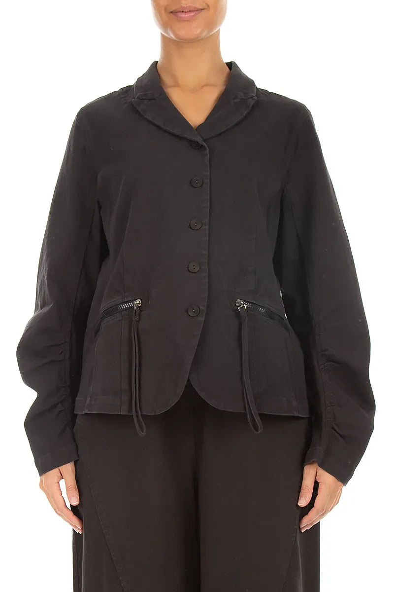Shaped Black Denim Cotton Jacket 1