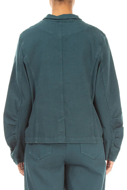 Veste ajustée en coton denim turquoise profond