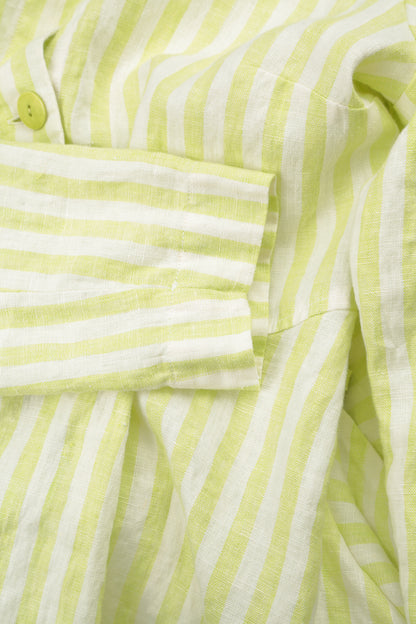 Shaped Lime Striped Linen Shirt 6