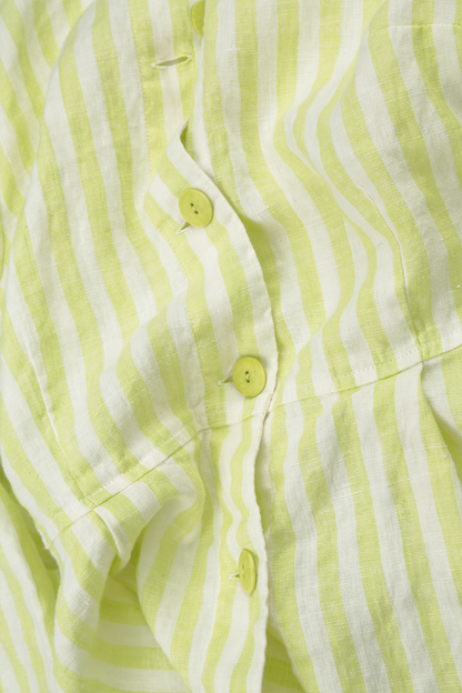 Shaped Lime Striped Linen Shirt 7