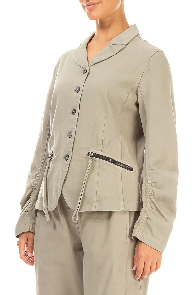 Shaped Olive Grey Denim Cotton Jacket 3