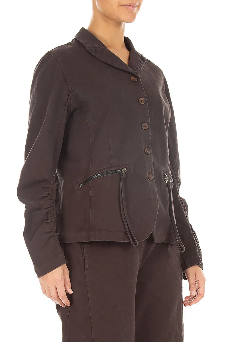 Shaped Truffle Brown Denim Cotton Jacket