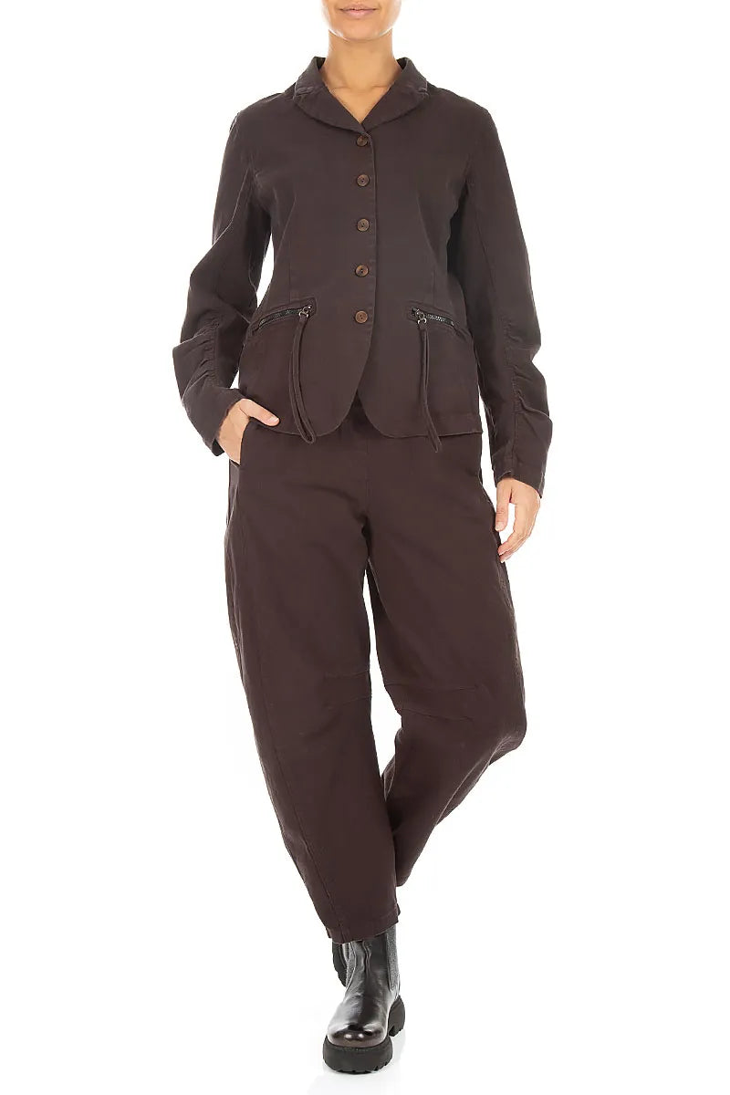 Shaped Truffle Brown Denim Cotton Jacket 4