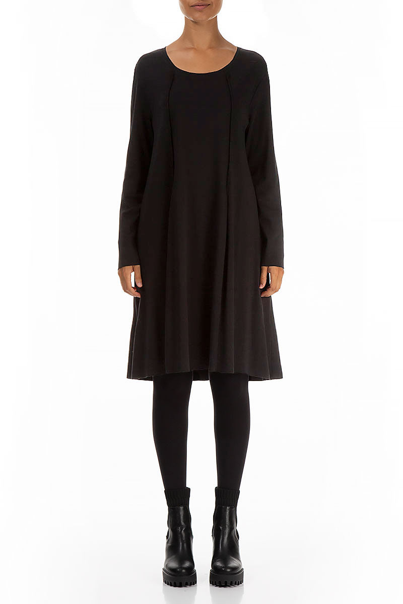 Short Black Cotton Tunic Dress 1